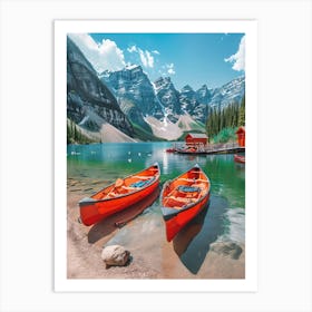 Canoes On A Lake Art Print