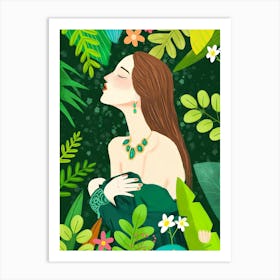 Woman In The Jungle Art Print