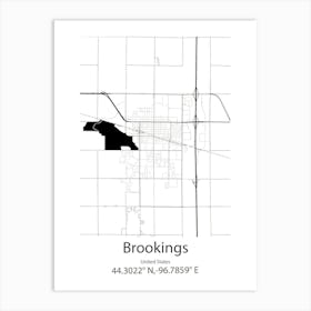 Brookings,United States Minimalist Map Art Print