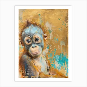 Baby Orangutan Gold Effect Collage 4 Art Print