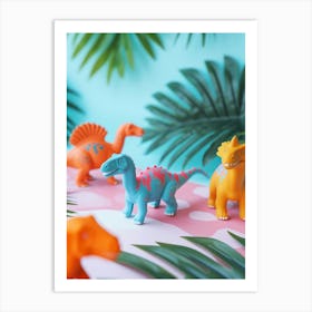 Colourful Toy Dinosaur Friends 3 Art Print