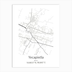 Yecapixtla,Mexico Minimalist Map Poster