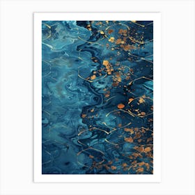 Abstract Blue And Gold Painting 2 Art Print