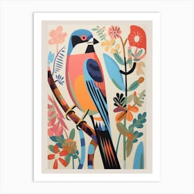 Colourful Scandi Bird American Kestrel 3 Art Print