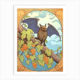 Fruit Bat Vintage Illustration 7 Art Print