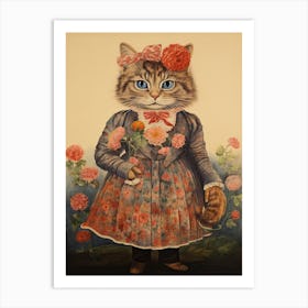Fancy Cat With A Dress, Louis Wain Art Print
