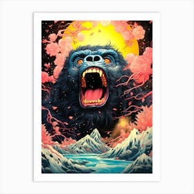 Gorilla In The Moonlight Art Print