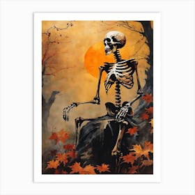 Vintage Halloween Gothic Skeleton Painting (12) Art Print