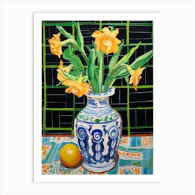 Flowers In A Vase Still Life Painting Daffodil 3 Art Print