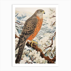 Winter Bird Painting Falcon 1 Art Print