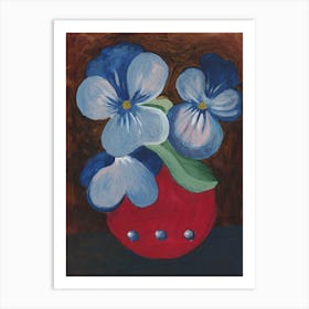 painted pansies hand painted art artwork acrylic figurative academic classical flowers floral kitchen living room bedroom Art Print