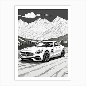 Mercedes Benz Amg Gt Snowy Mountain Drawing 3 Art Print
