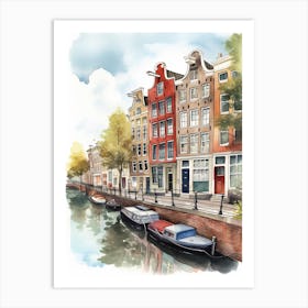 Canal Belt Amsterdam Neighborhood Watercolour 3 Art Print