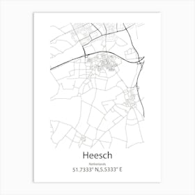 Heesch,Netherlands Minimalist Map Art Print