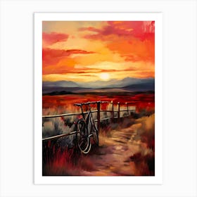 Sunset With Bike Art Print