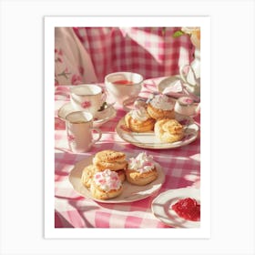 Pink Breakfast Food Scones 3 Art Print