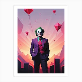 Joker Portrait Low Poly Geometric (29) Art Print