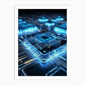 Ai Integrated Futuristic Electronic Circuit Glowing Etched Circuits Intertwining Wires Metallic S (5) Art Print