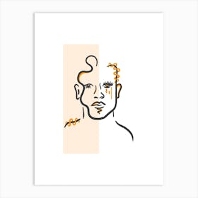 Abstract Orange Portrait  Art Print