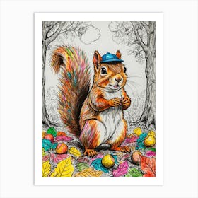 Autumn Squirrel Art Print