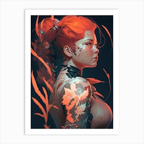 Red Hair Flower Girl Art Print