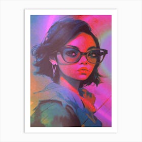 Fiber Optic Girl With Glasses Art Print