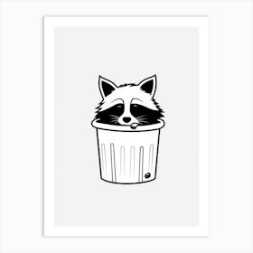 A Minimalist Line Art Piece Of A Tres Marias Raccoon 1 Art Print