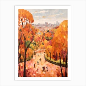 Autumn City Park Painting Montjuc Park Barcelona 1 Art Print