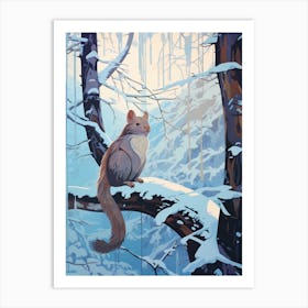 Winter Mink 2 Illustration Art Print