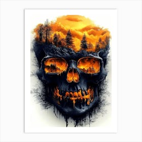 Skull In The Forest Art Print