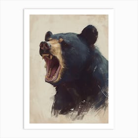 American Black Bear Growling Storybook Illustration 2 Art Print