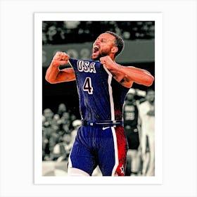 Stephen Curry Of Team United States Celebrates During The Men S Gold Medal Game Art Print