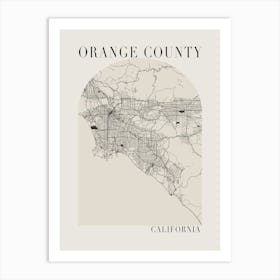 Orange County California Boho Minimal Arch Full Beige Color Street Map 1 Art Print
