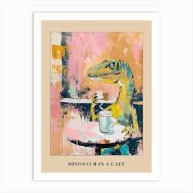 Graffiti Style Dinosaur Drinking A Coffee In A Cafe 1 Poster Art Print