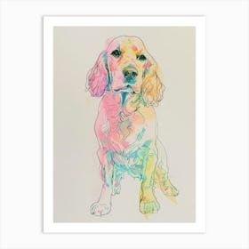 Colourful Bergamasco Sheepdog Abstract Line Illustration 1 Art Print