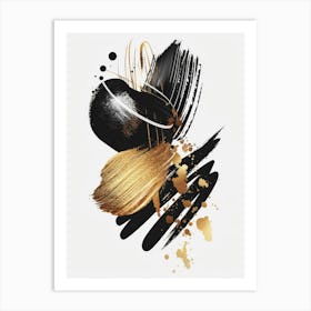 Gold Brush Strokes Canvas Art 3 Art Print