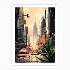 New York, Flower Collage 0 Art Print