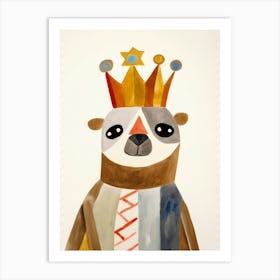 Little Sloth 3 Wearing A Crown Art Print