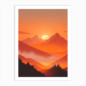 Misty Mountains Vertical Composition In Orange Tone 31 Art Print