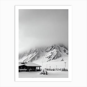 Portillo, Chile Black And White Skiing Poster Art Print