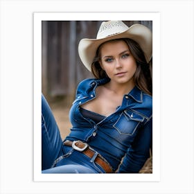 Cowgirl In Cowboy Hat 4 Art Print