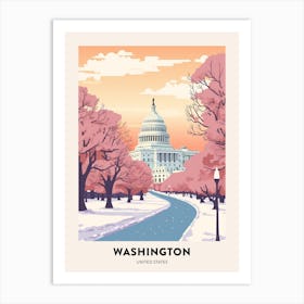 Vintage Winter Travel Poster Washington Dc Usa 1 Art Print