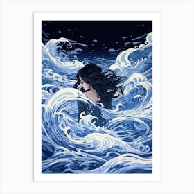 Girl In The Ocean 1 Art Print