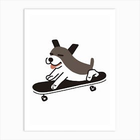 Brown Dog On A Skateboard Art Print