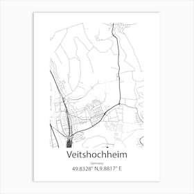 Veitshochheim,Germany Minimalist Map Art Print