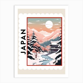 Retro Winter Stamp Poster Nagano Japan 1 Art Print