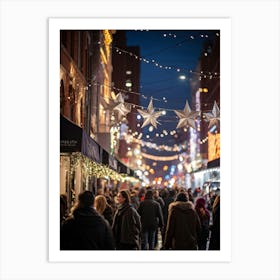 Banner At A Lively New Years Eve Party Drapes Elegantly Across A Bustling Street Strands Of Shiny (4) Art Print