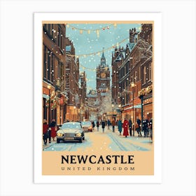 Winter Night Newcastle United Kingdom Travel Poster Art Print