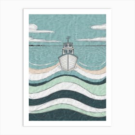 Boat In The Waves Art Print