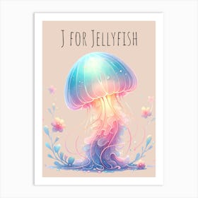 J For Jellyfish Nursery Art Print